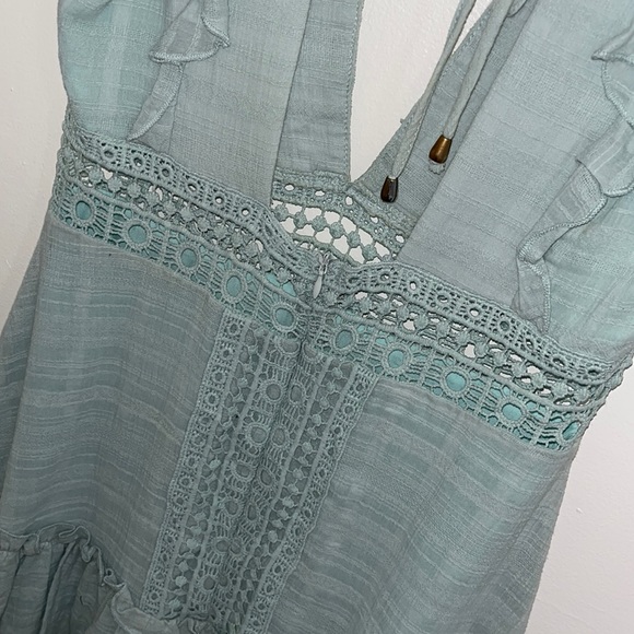 Island Gypsy Boutique Teal Dress with Crochet Detailing & Open Back - Picture 3 of 4